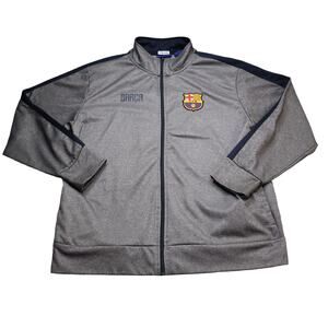Barca FCB Soccer Club Track Jacket Men XL Gray Full Zip Up Casual Athletic